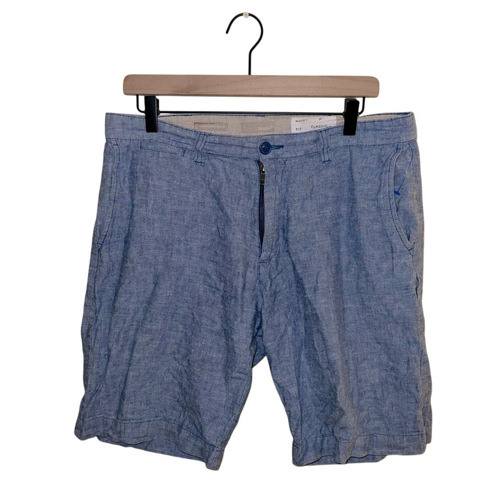 BBRUNO New York Mens Blue Linen Blend Bermuda Shorts Size 32